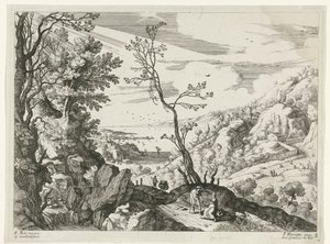 Paisaje con Judá y Tamar Paisajes italianos (título de la serie) de Willem van Nieulandt (II)