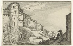 paisaje con ruinas romanas Ruinas romanas y paisajes costeros (serie 1) (título de la serie) de Willem van Nieulandt (II)