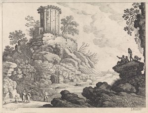 Paisaje con las ruinas de un templo de Willem van Nieulandt (II)