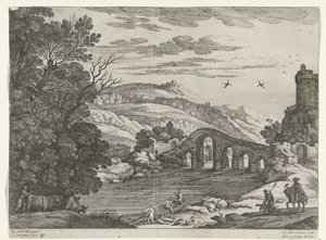 paisaje con un rio Paisajes italianos (título de la serie) de Willem van Nieulandt (II)