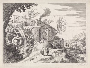 Paisaje con molino de agua y el buen samaritano Paisajes italianos (título de la serie)