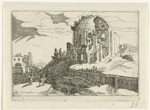 Ninfeo en Roma Romeinse ruïnes (serie 2) (título de la serie) de Willem van Nieulandt (II)