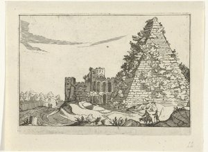 Pirámide de Cayo Cestio Ruinas romanas (serie 2) (título de la serie) de Willem van Nieulandt (II)