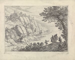 Jinetes y mendigos en un paisaje de Willem van Nieulandt (II)