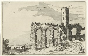 ruina del acueducto Ruinas romanas y paisajes costeros (serie 1) (título de la serie) de Willem van Nieulandt (II)