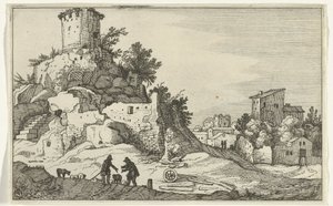ruina de una torre Ruinas romanas y paisajes costeros (serie 1) (título de la serie) de Willem van Nieulandt (II)
