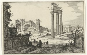 Templo de Cástor y Pólux y la Basílica de Constantino Ruinas romanas y paisajes costeros (serie 1) (título de la serie)