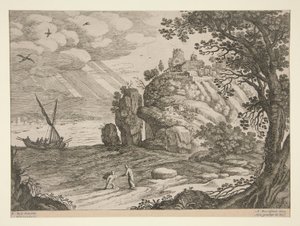 paisajes italianos; uno de 30 platos de Willem van Nieulandt II