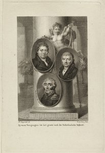 Memorial con los retratos de Joan Melchior Kemper, Cornelis Anthony Fannius Scholten, Gijsbert Carel Rutger Reinier van Brienen van Ramerus. NL-HlmNHA 1477 53011449 de Willem van Senus