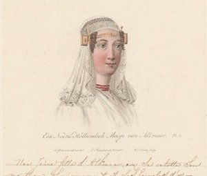 Tocado de niña de Alkmaar, 1816 Una niña de Holanda Septentrional de Alkmaar / Une Jeune d