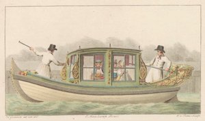 Caza de tiendas de Zaan, 1816 A Noord-Hollandsch Tentjagtje on the Zaan / Une barque de Compagnie nommée Tentjagje à Zaandam (título sobre el objeto) de Willem van Senus