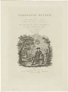 Viajero sentado y un niño en un paisaje Página de título para: J.G. Tobler, Ferdinand Dulder, 1838