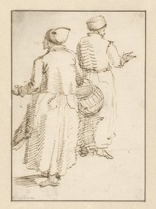 Hombre y mujer vestidos de campesinos, vistos de espaldas de Willem van de Velde (I)