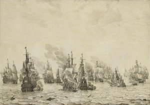 La batalla de Livorno (Leghorn)
La batalla naval de Livorno, 14 de marzo de 1653: episodio de la Primera Guerra Marítima Inglesa (1652-54) de Willem van de Velde (I)