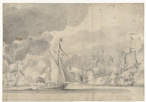 Batalla de Lowestoft el 13 de junio de 1665 de Willem van de Velde (I)