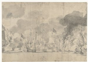 Batalla naval de Lowestoft el 13 de junio de 1665 de Willem van de Velde (I)