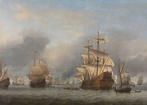 La captura del Príncipe Real
La captura del barco del almirante inglés "Royal Prince" el 13 de junio de 1666, durante la Batalla Marítima de los Cuatro Días, 11-14 de junio de 1666: episodio de la Segunda Guerra Marítima Inglesa (1665-67) de Willem van de Velde (II)
