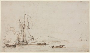 Yate recibiendo saludo de Willem van de Velde