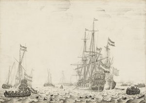 Barcos holandeses cerca de la costa de Willem van de Velde I