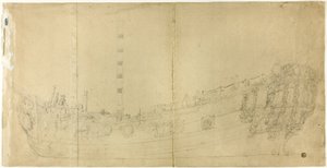 Dibujo de constructor naval para galeón holandés