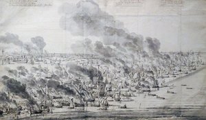 Robert Holmes incendiando la flota holandesa en Terschelling