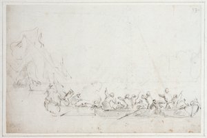 Lucha en barcos entre piratas holandeses o ingleses y berberiscos, c.1675 (tiza) de Willem van de Velde the Younger