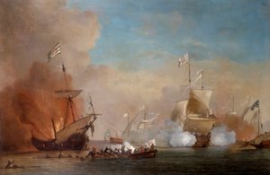Piratas atacando un barco de la Marina Británica