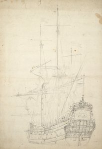Retrato del "Ijlst", construido en 1653, 30 cañones, mencionado por última vez en 1666, c.1665 (offset) de Willem van de Velde the Younger