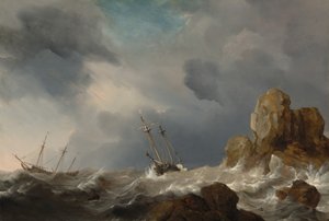 Barcos en una tormenta de Willem van de Velde the Younger