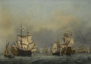 La batalla de los cuatro días de Willem van de Velde the Younger