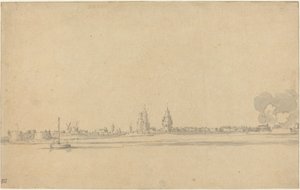 Vista de una ciudad holandesa (¿Delft?) de Willem van de Velde the Younger