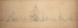 Un consejo de guerra en la flota holandesa de Willem van de the Elder Velde