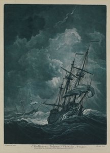 Un barco zozobrando en un vendaval de Willem van de the Elder Velde