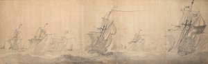 Flota holandesa batiendo la costa de las Islas Frisias del Norte 9 [OS] / 19 de octubre de 1658 de Willem van de the Elder Velde