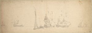Barcos holandeses en el mar, 28 de mayo-7 de junio de 1665 de Willem van de the Elder Velde