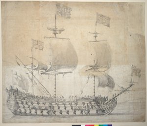 HMS Britannia (dibujo) de Willem van de the Elder Velde