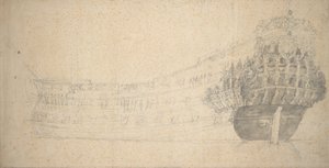 Retrato de un dos pisos francés. Construido en Holanda 1666-67, c.1667 (grafito)
