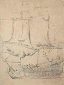 Retrato de un tercio inglés, c.1685 (grafito, aguada gris) de Willem van de the Elder Velde
