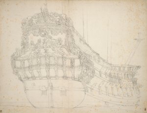Retrato del "Gideon", barco de 62 cañones construido en 1664 y registrado por última vez en 1689, c.1670 (offset)