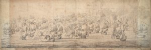La batalla de Lowestoft, 3-13 de junio de 1665, c.1674 (grafito, tinta)