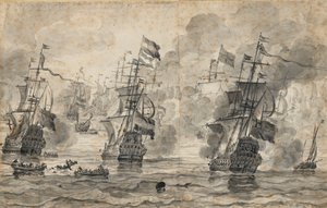 La batalla de Scheveningen, 31 de julio de 1653: el último paso de la batalla de Willem van de the Elder Velde