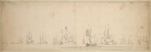 La flota holandesa antes de la batalla de Lowestoft, mayo-junio de 1665 de Willem van de the Elder Velde