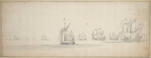La flota holandesa camino de la costa escocesa de Willem van de the Elder Velde