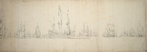 La víspera de la batalla de Lowestoft, 2-12 de junio de 1665 de Willem van de the Elder Velde