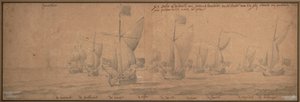 Yates llegando a la costa de Holanda el 9 de diciembre de 1677 de Willem van de the Elder Velde