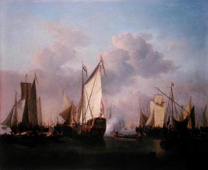 Un yate estatal y otros barcos en un aire muy ligero, c.1655