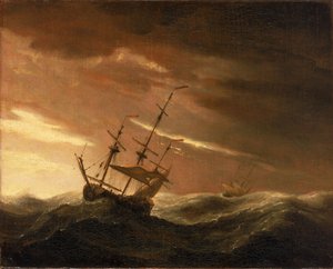 Un barco inglés tumbado en un vendaval, finales del siglo XVII (óleo sobre lienzo) de Willem van de Velde the Younger