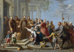 San Antonio de Padua repartiendo pan - Pintura de Willem van Herp l