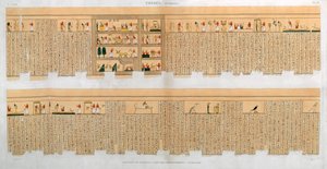 Ilustraciones de un manuscrito con jeroglíficos, de una tumba en Tebas, Egipto