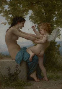 Una Joven Defendiéndose de Eros, c.1880 de William Adolphe Bouguereau